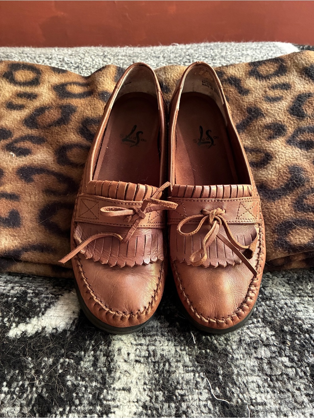 Genuine soft leather loafers, size 8